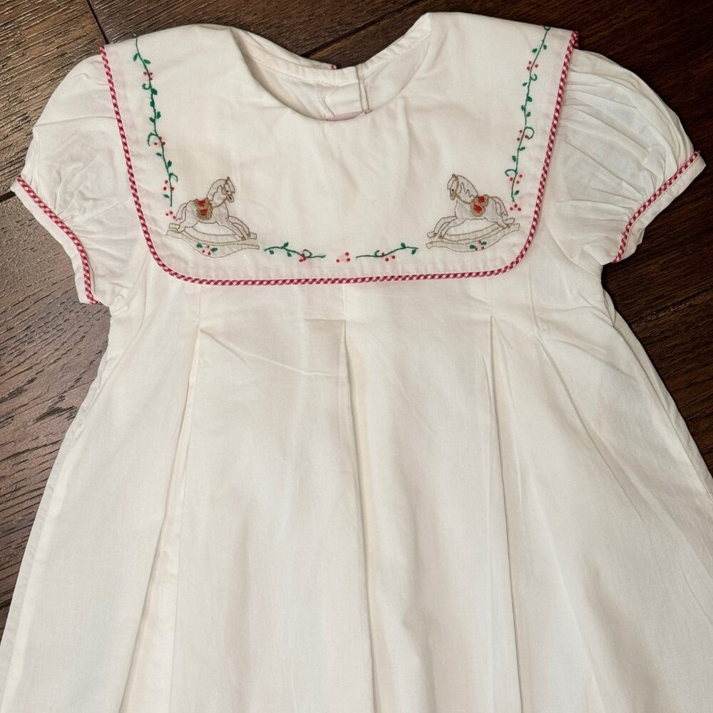 Lullaby Set - White Dress w/Embroidered Horses on Collar - Size 24M - Picture 2 of 4